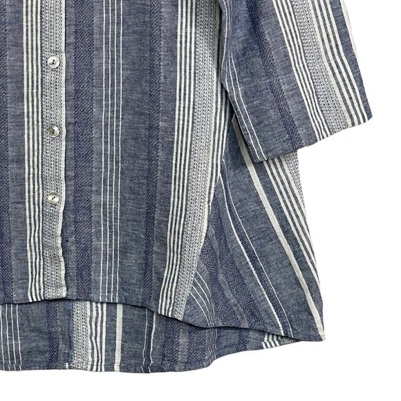 Soft Surroundings Button-Up Tunic Women Size S Blue Stripe Linen-Cotton Blend - Picture 13 of 15
